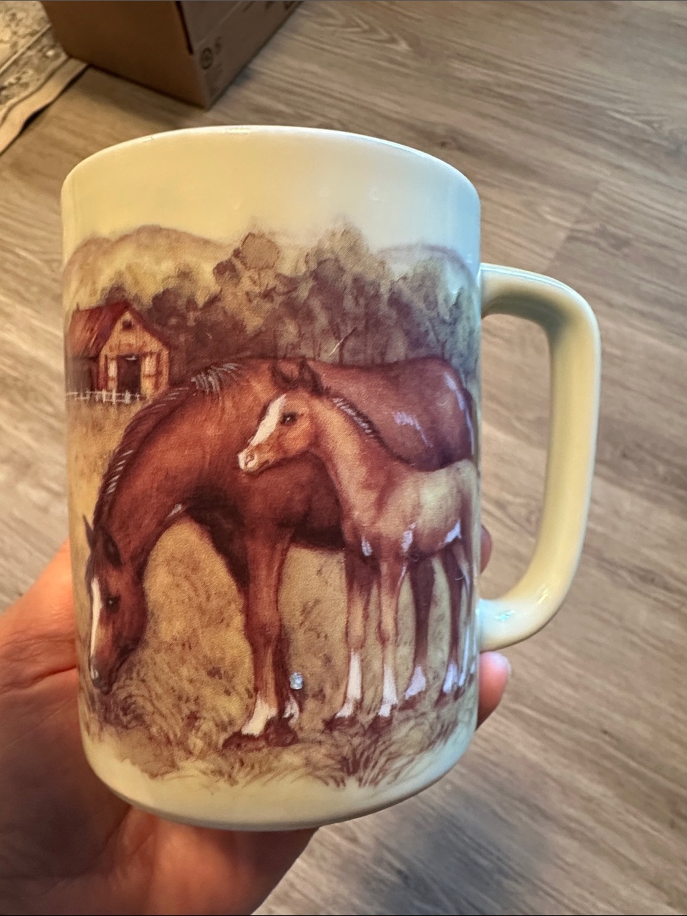 Vintage Otagiri Horse Print Ceramic Coffee Mug